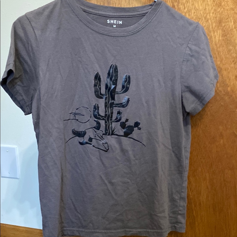 Shein Gray Graphic T-Shirt